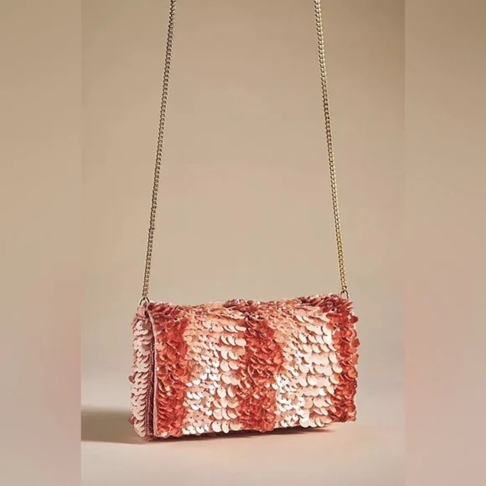 Anthropologie Pink Sequin Crossbody Bag